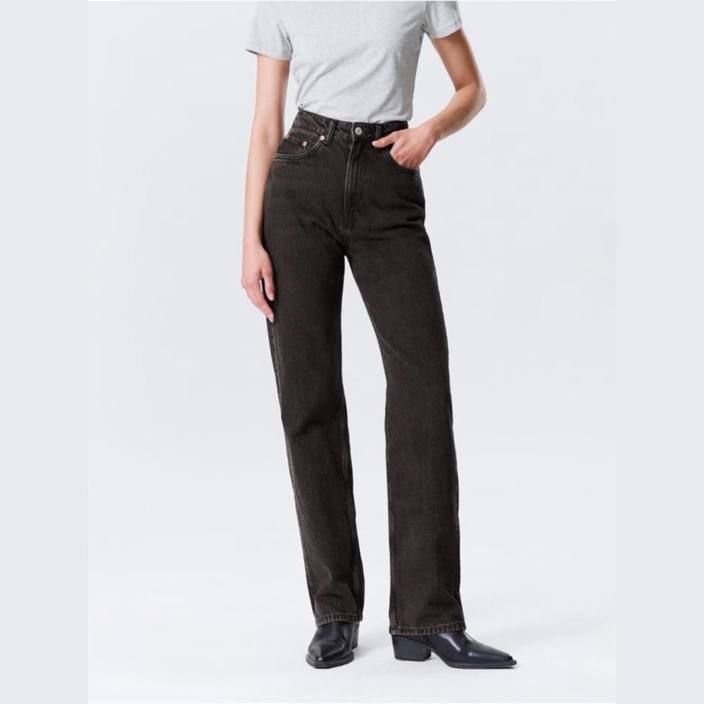 Weekday | Rowe Extra High Waist Straight Leg 100% Cotton Jeans in Black